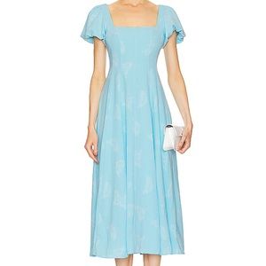 Show Me Your Mumu Mia Midi Dress Butterfly Clip Blue NWT